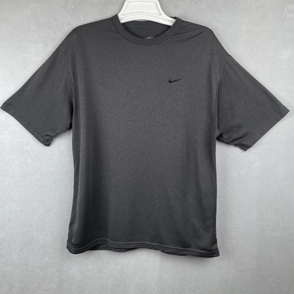 Nike Fit Dry Gray Short Sleeve Performance Training T-Shirt Swoosh Retro Y2K‎ M
